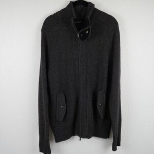 Banana Republic Mens Wool Blend Zip Bomber Sweater Jacket Gray Size L
